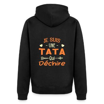 Je Suis Une Tata Qui Déchire - Veste à capuche bio Premium Unisexe - noir - Dos - Nico (187cm)