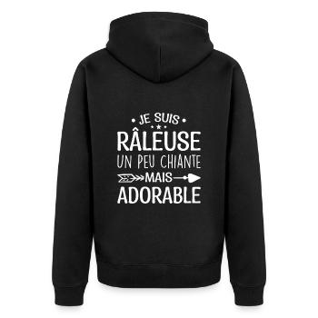 Je Suis Râleuse Un Peu Chiante Mais Adorable - Veste à capuche bio Premium Unisexe - noir - Dos - Nico (187cm)