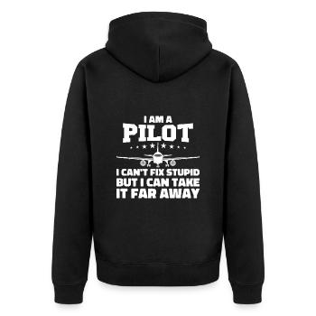 I Am A Pilot I Can't Fix Stupid Sarcastic Gifts - Veste à capuche bio Premium Unisexe - noir - Dos - Nico (187cm)