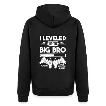 Video Gamer Gaming - Ich bin zu Big Bro aufgestiegen - Unisex Premium Bio Zip Hoodie - Schwarz - Hinten - Nico (187cm)