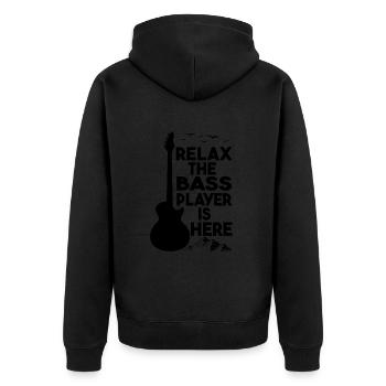 Relax The Bass Player Is Here Guitare Cadeau - Veste à capuche bio Premium Unisexe - noir - Dos - Nico (187cm)