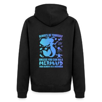 Meerjungfrau - Meerjungfrau - Meerjungfrauen-Trupp - Unisex Premium Bio Zip Hoodie - Schwarz - Hinten - Nico (187cm)