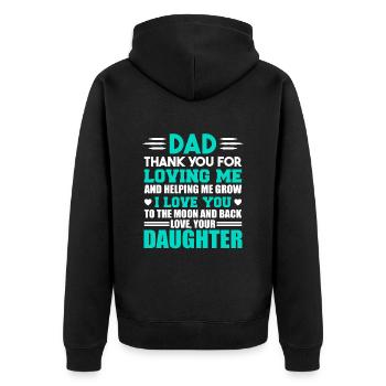 Dad Thank You For Loving me, Dad and Daughter Gift - Veste à capuche bio Premium Unisexe - noir - Dos - Nico (187cm)