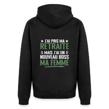 Homme Retrait et Ma Femme Nouveau Patron Humour - Veste à capuche bio Premium Unisexe - noir - Dos - Nico (187cm)