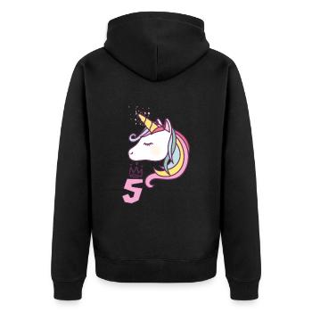 Anniversaire Fille Princesse Licorne 5 ans Cadeau - Veste à capuche bio Premium Unisexe - noir - Dos - Nico (187cm)