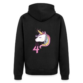 Anniversaire Fille Princesse Licorne 4 ans Cadeau - Veste à capuche bio Premium Unisexe - noir - Dos - Nico (187cm)