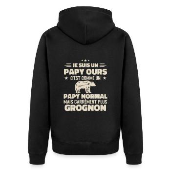 Je suis un papy ours comme un papy normal cadeau - Veste à capuche bio Premium Unisexe - noir - Dos - Nico (187cm)
