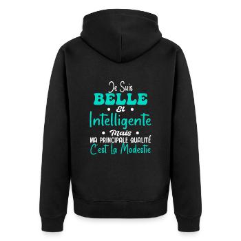 Belle Intelligente et Modeste - Veste à capuche bio Premium Unisexe - noir - Dos - Nico (187cm)