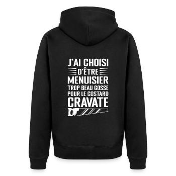 Humour Menuisier Atelier de Menuiserie - Veste à capuche bio Premium Unisexe - noir - Dos - Nico (187cm)