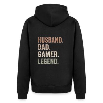 Husband Dad Gamer Legend - Unisex Premium Organic Zip Hoodie - black - Back - Nico (187cm)