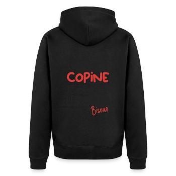 Touche a ma Copine je te pète les jambes Humour - Veste à capuche bio Premium Unisexe - noir - Dos - Nico (187cm)