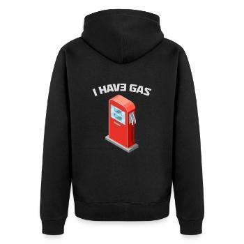 Ich habe Benzin - Lustige Zapfsäule - Unisex Premium Bio Zip Hoodie - Schwarz - Hinten - Nico (187cm)