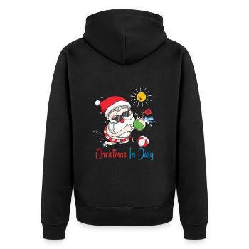 Xmas Christmas In July - Unisex Premium Organic Zip Hoodie - black - Back - Nico (187cm)