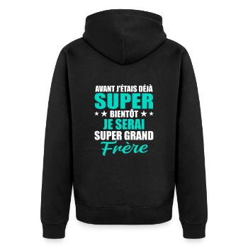 Je Serai Super Grand Frère Garçons - Veste à capuche bio Premium Unisexe - noir - Dos - Nico (187cm)