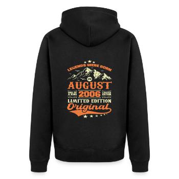 Août 2006 Anniversaire 2006 légendes Août - Veste à capuche bio Premium Unisexe - noir - Dos - Nico (187cm)