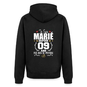 Je Suis Marié Depuis 9 Ans, Cadeau 9 Ans Mariage - Veste à capuche bio Premium Unisexe - noir - Dos - Nico (187cm)