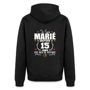 Je Suis Marié Depuis 15 Ans, Cadeau 15 Ans Mariage - Veste à capuche bio Premium Unisexe - noir - Dos - Nico (187cm)
