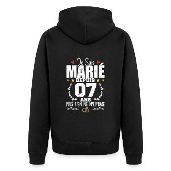 Je Suis Marié Depuis 7 Ans, Cadeau 7 Ans Mariage - Veste à capuche bio Premium Unisexe - noir - Dos - Nico (187cm)
