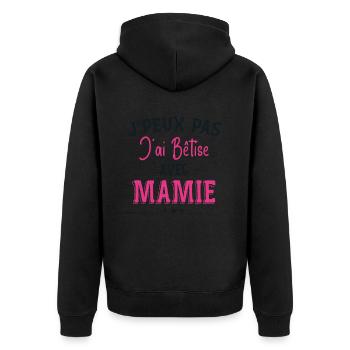Je Peux Pas J'ai Bêtise Avec Mamie - Veste à capuche bio Premium Unisexe - noir - Dos - Nico (187cm)