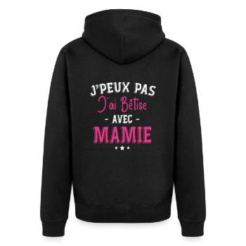 Je Peux Pas J'ai Bêtise Avec Mamie - Veste à capuche bio Premium Unisexe - noir - Dos - Nico (187cm)