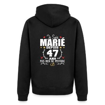 Je Suis Marié Depuis 47 Ans, Cadeau 47 Ans Mariage - Veste à capuche bio Premium Unisexe - noir - Dos - Nico (187cm)