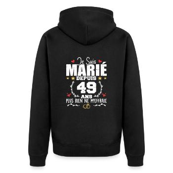 Je Suis Marié Depuis 49 Ans, Cadeau 49 Ans Mariage - Veste à capuche bio Premium Unisexe - noir - Dos - Nico (187cm)