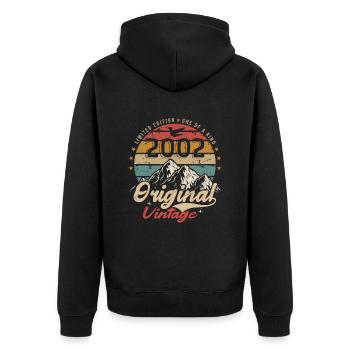 Original Vintage 2002 Limited Edition 2002 - Unisex Premium Organic Zip Hoodie - black - Back - Nico (187cm)