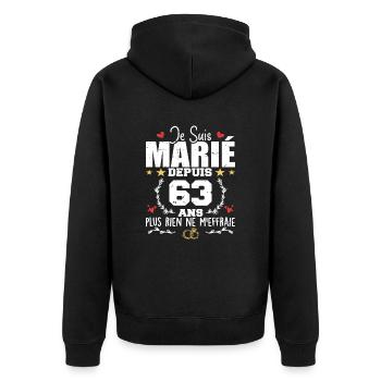 Je Suis Marié Depuis 63 Ans, Cadeau 63 Ans Mariage - Veste à capuche bio Premium Unisexe - noir - Dos - Nico (187cm)