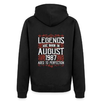 1987 August Vintage Retro Anniversary August 1987 - Unisex Premium Organic Zip Hoodie - black - Back - Nico (187cm)