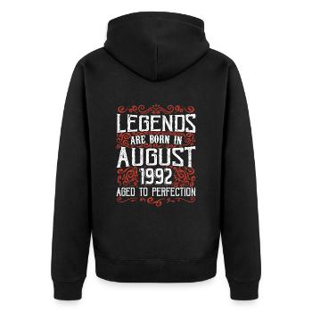 1992 August Vintage Retro Anniversary August 1992 - Unisex Premium Organic Zip Hoodie - black - Back - Nico (187cm)
