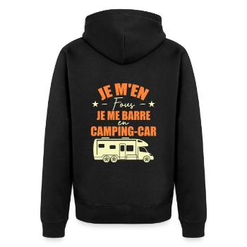 Je M'en Fous Je Me Barre En Camping-car - Veste à capuche bio Premium Unisexe - noir - Dos - Nico (187cm)