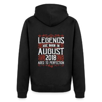 2018 August Vintage Retro Geburtstag August 2018 - Unisex Premium Bio Zip Hoodie - Schwarz - Hinten - Nico (187cm)