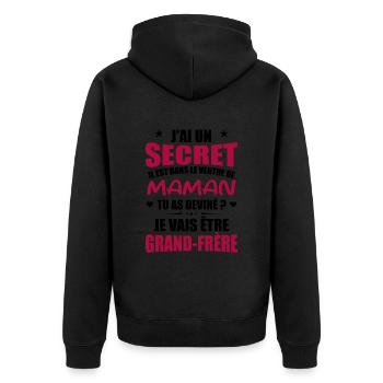 Secret Cadeau Annonce Grossesse Grand-Frère - Veste à capuche bio Premium Unisexe - noir - Dos - Nico (187cm)