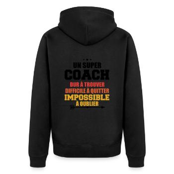 Humour coach sportif entraineur super coach - Veste à capuche bio Premium Unisexe - noir - Dos - Nico (187cm)