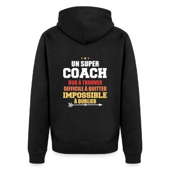 Humour coach sportif entraineur super coach - Veste à capuche bio Premium Unisexe - noir - Dos - Nico (187cm)