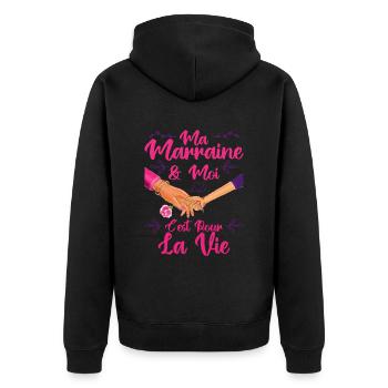 Ma Marraine & Filleule Cadeau Fille Amour - Veste à capuche bio Premium Unisexe - noir - Dos - Nico (187cm)