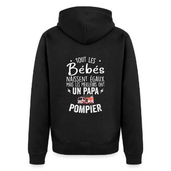 Bébés égaux meilleurs ont un papa pompier - Veste à capuche bio Premium Unisexe - noir - Dos - Nico (187cm)