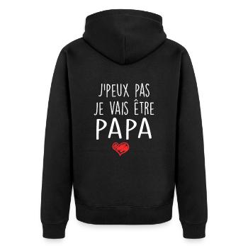 Papa Fête des Pères Naissance Bébé Anniversaire - Veste à capuche bio Premium Unisexe - noir - Dos - Nico (187cm)