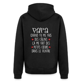 Papa - Fête des Pères - Bébé - Naissance - Baby - Veste à capuche bio Premium Unisexe - noir - Dos - Nico (187cm)