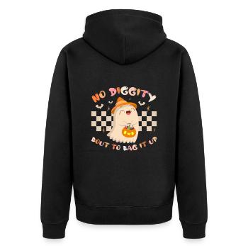 Kein Diggity-Kampf, um es einzusacken Niedliches Geister-Halloween - Unisex Premium Bio Zip Hoodie - Schwarz - Hinten - Nico (187cm)