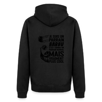 Parrain Barbu Qui Déchire Idée Cadeau Parrain Cool - Veste à capuche bio Premium Unisexe - noir - Dos - Nico (187cm)