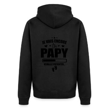 Je Vais Encore Être Papy Idée Cadeau Annonce Papi - Veste à capuche bio Premium Unisexe - noir - Dos - Nico (187cm)