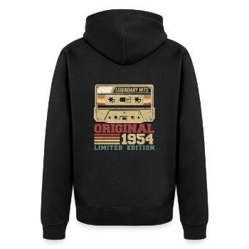 Original 1954 Vintage Geburtstagsgeschenk 1954 - Unisex Premium Bio Zip Hoodie - Schwarz - Hinten - Nico (187cm)