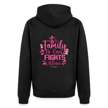 In dieser Familie kämpft niemand alleine gegen Brustkrebs - Unisex Premium Bio Zip Hoodie - Schwarz - Hinten - Nico (187cm)