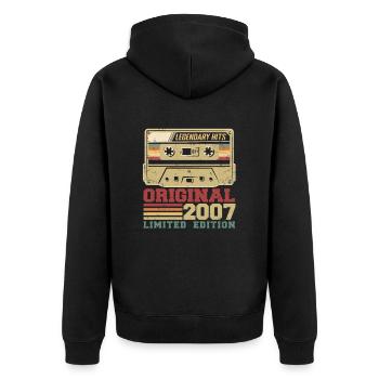 Original 2007 Vintage Jubiläumsgeschenk 2007 - Unisex Premium Bio Zip Hoodie - Schwarz - Hinten - Nico (187cm)