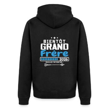 Bientôt Grand Frère 2026 - Futur grand-frère - Veste à capuche bio Premium Unisexe - noir - Dos - Nico (187cm)