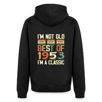 1953 I'm Not Old I'm Classic Vintage 1953 Geburtstag - Unisex Premium Bio Zip Hoodie - Schwarz - Hinten - Nico (187cm)