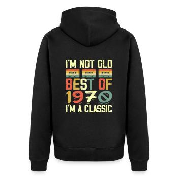 1970 I'm Not Old I'm Classic Vintage 1970 Geburtstag - Unisex Premium Bio Zip Hoodie - Schwarz - Hinten - Nico (187cm)
