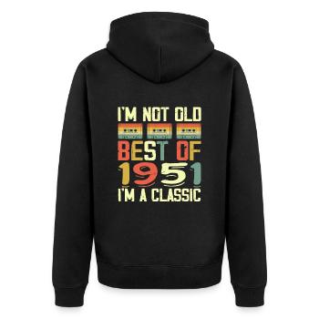 1951 I'm Not Old I'm Classic Vintage 1951 Geburtstag - Unisex Premium Bio Zip Hoodie - Schwarz - Hinten - Nico (187cm)