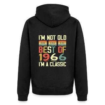 1966 I'm Not Old I'm Classic Vintage 1966 Geburtstag - Unisex Premium Bio Zip Hoodie - Schwarz - Hinten - Nico (187cm)